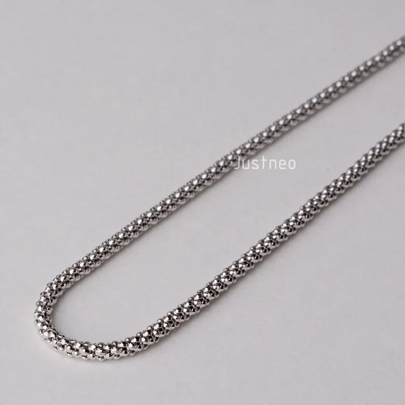 JustNeo Solid 925 Sterling Silver popcorn Chain Necklace,Basic Chains for Pendants