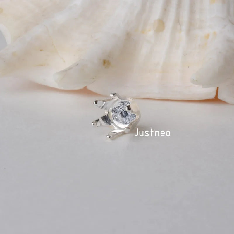 Solid 925 Sterling Silver Locket Settings, 6 Prongs Snap in Setting for Round Stones and Crystal