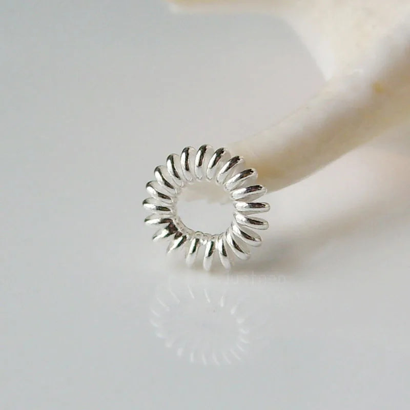 5mm solid 925 sterling silver closed coil jump ring spacer beads,silver jewelry findings/components ,1 piece