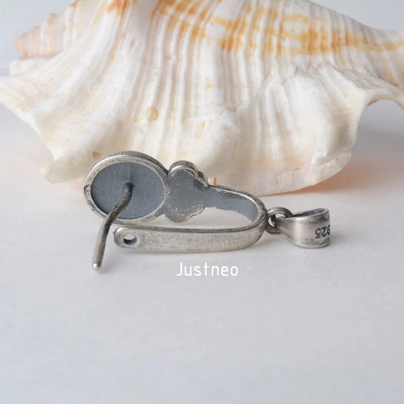 Solid 925 sterling silver blessing pendant clasp connector, Thai Silver pinch bail for necklace & pendant silver jewelry