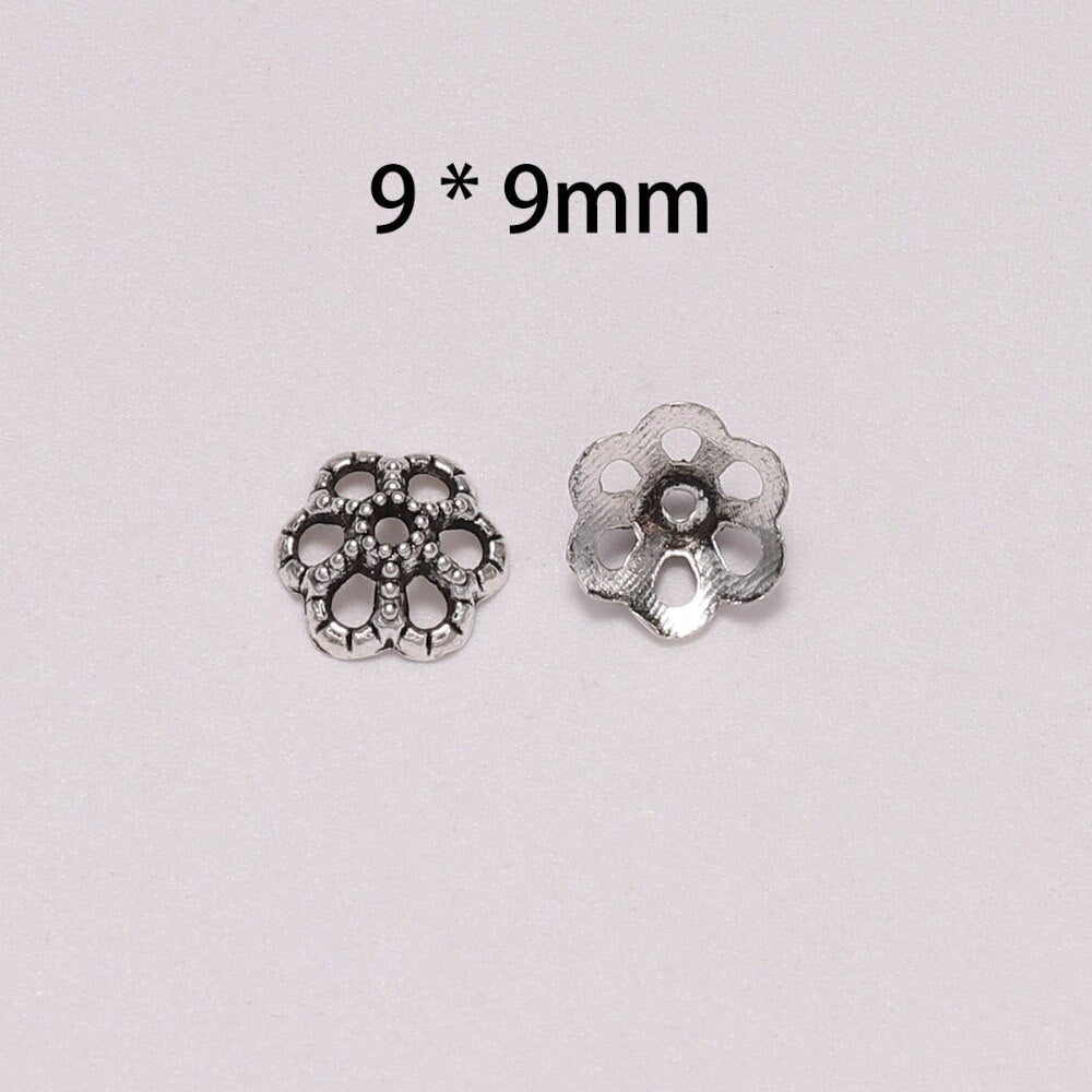 9mm Hollow Flower Torus Bead Caps, 50pcs