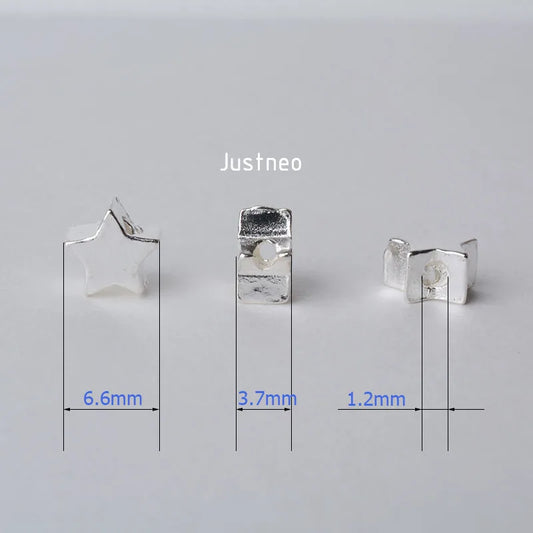 solid 925 sterling silver five-pointed star charm beads, spacer loose bead with 1.2mm hole jewelry diy components accessories