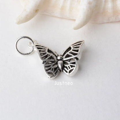 solid 925 Sterling Silver butterfly pendant charm, Thai Silver spacer bead charms for necklace & pendant  jewelry