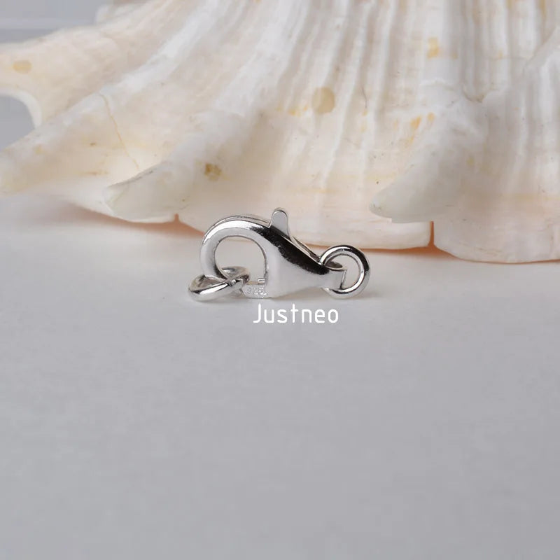 Solid 925 Sterling Silver Lobster Trigger Clasp with 2 Closed Jump Rrings for Necklace/bracelet  Rhodium plated ,1piece