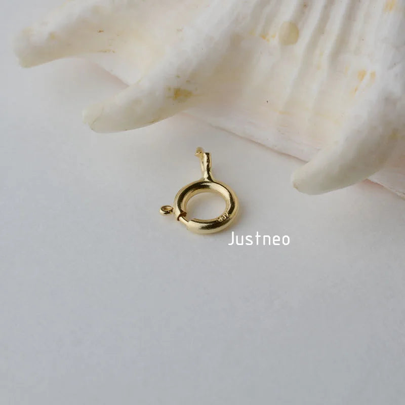 Solid 18k Karat Yellow Gold Spring Ring Clasp 5mm Au750 18ct Round Buckle for Necklace Jewelry Findings and Components