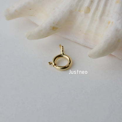 Solid 18k Karat Yellow Gold Spring Ring Clasp 5mm Au750 18ct Round Buckle for Necklace Jewelry Findings and Components