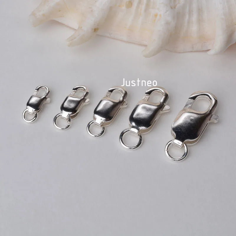 Solid 925 Sterling Silver Lobster Claw Clasp with 1 Open Jump Ring