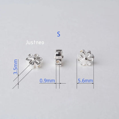 solid 925 sterling silver flower charm beads, spacer charm beads for necklace, bracelet,earring sterling silver jewelry