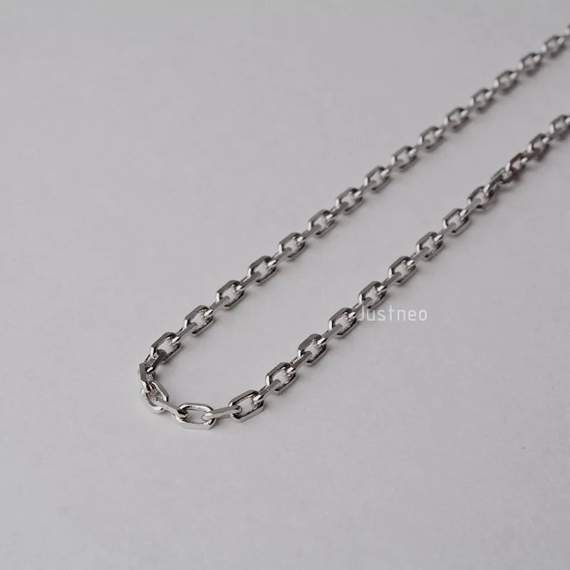 JustNeo solid 925 sterling silver oval cable chain necklace with rhodium plate 16-28inch,Basic Chains for Pendants