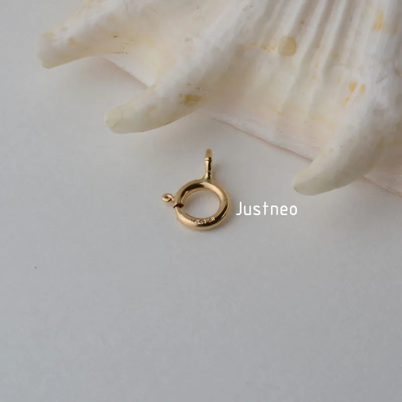 14k gold clasp,5mm solid 14karat yellow/rose gold spring ring buckle for pendant necklace bracelet gold jewelry diy making