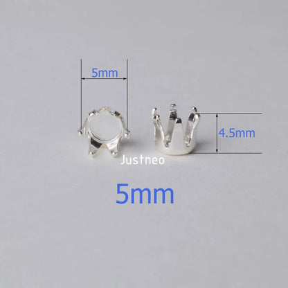 Solid 925 Sterling Silver Locket Settings, 6 Prongs Snap in Setting for Round Stones and Crystal