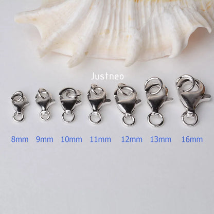 Solid 925 Sterling Silver Lobster Trigger Clasp with 2 Closed Jump Rrings for Necklace/bracelet  Rhodium plated ,1piece