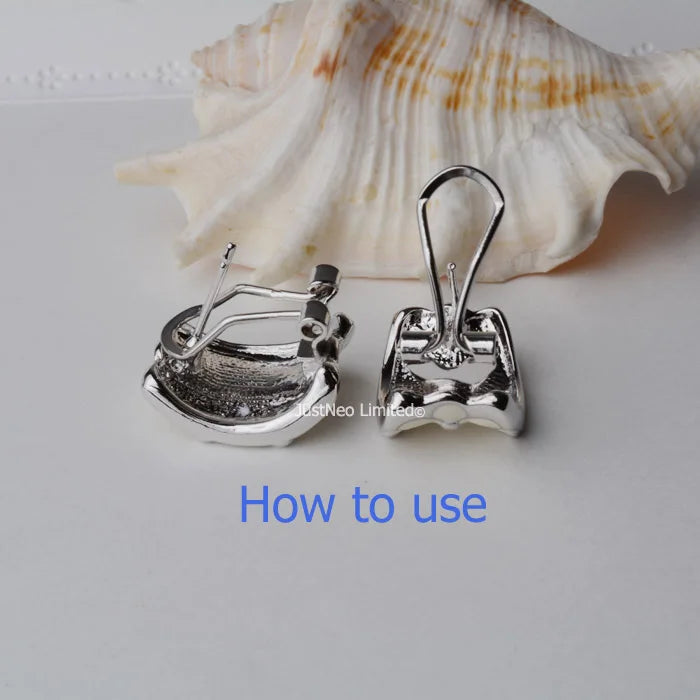 Solid 925 Sterling Silver Clip Earring Findings with Needle for Jewelry DIY Components