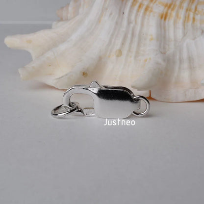 Solid 925 Sterling Silver Lobster Claw Trigger Clasp with Closed Jump Rings for Necklace/bracelet Jewelry, Rhodium plated, 1 pc