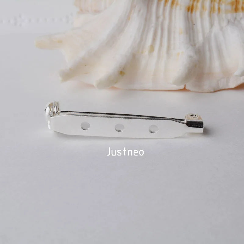 Solid 925 Sterling Silver Breastpin Safty-Closure Needle Lapel Stick, Handmade  DIY Blank Stick Pins Brooches Findings