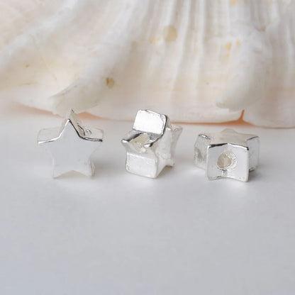 solid 925 sterling silver five-pointed star charm beads, spacer loose bead with 1.2mm hole jewelry diy components accessories