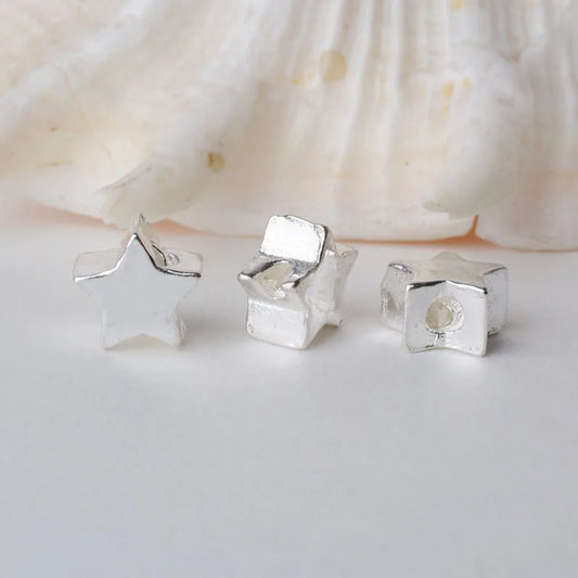 solid 925 sterling silver five-pointed star charm beads, spacer loose bead with 1.2mm hole jewelry diy components accessories
