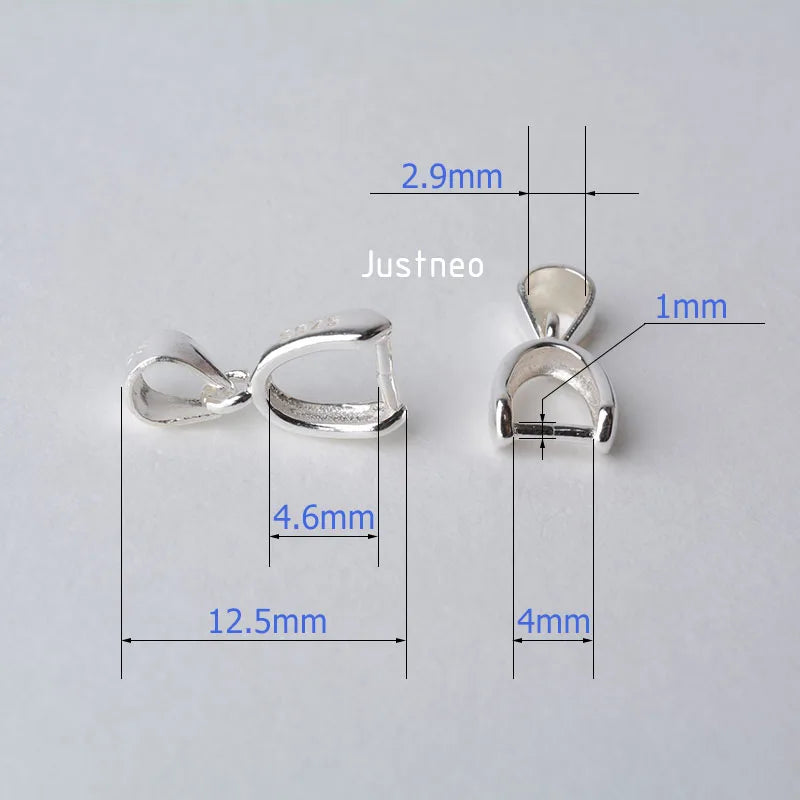 solid 925 sterling silver bail pendant clasp connector, pinch bail with ice-pick for necklace & pendant silver jewelry M