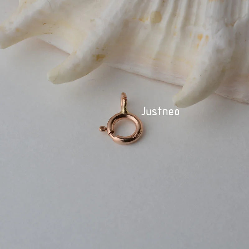14k gold clasp,5mm solid 14karat yellow/rose gold spring ring buckle for pendant necklace bracelet gold jewelry diy making