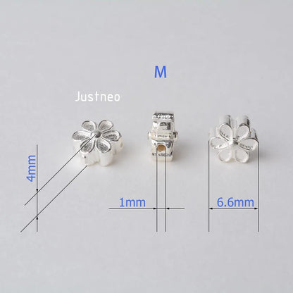 solid 925 sterling silver flower charm beads, spacer charm beads for necklace, bracelet,earring sterling silver jewelry