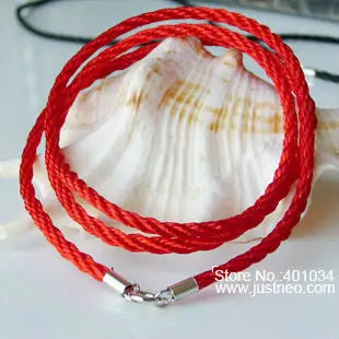 Braided Cotton Rope Cord Necklace Red and Black