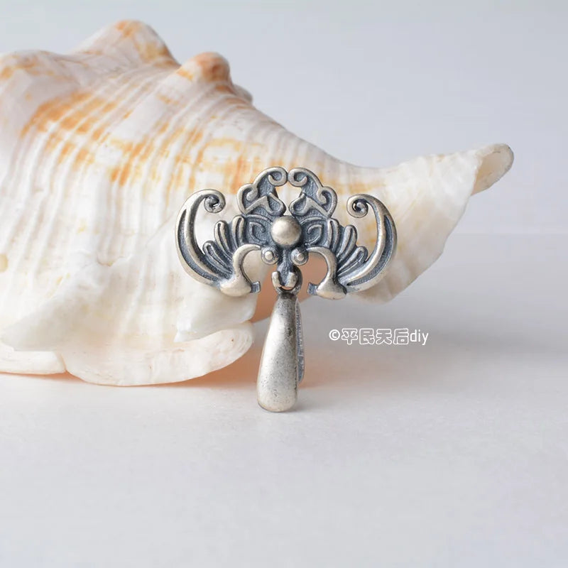 Solid 925 sterling silver bat pendant clasp connector, Thai Silver pinch bail for necklace & pendant silver jewelry