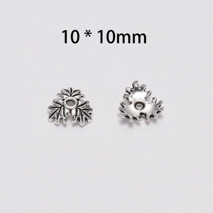 10mm 3-Petal Hollow Flower Bead Caps, 50pcs