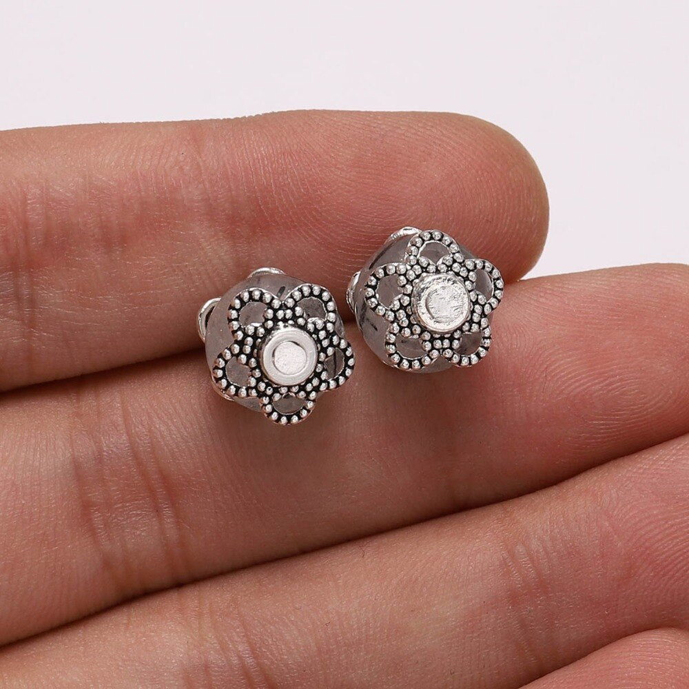 10mm 5-Petal Hollow Flower Bead Caps, 50pcs