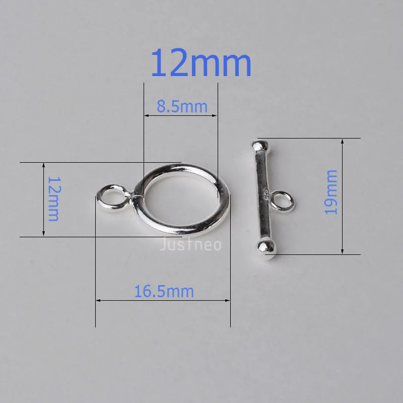 Solid 925 Sterling Silver Circle Toggle Clasp