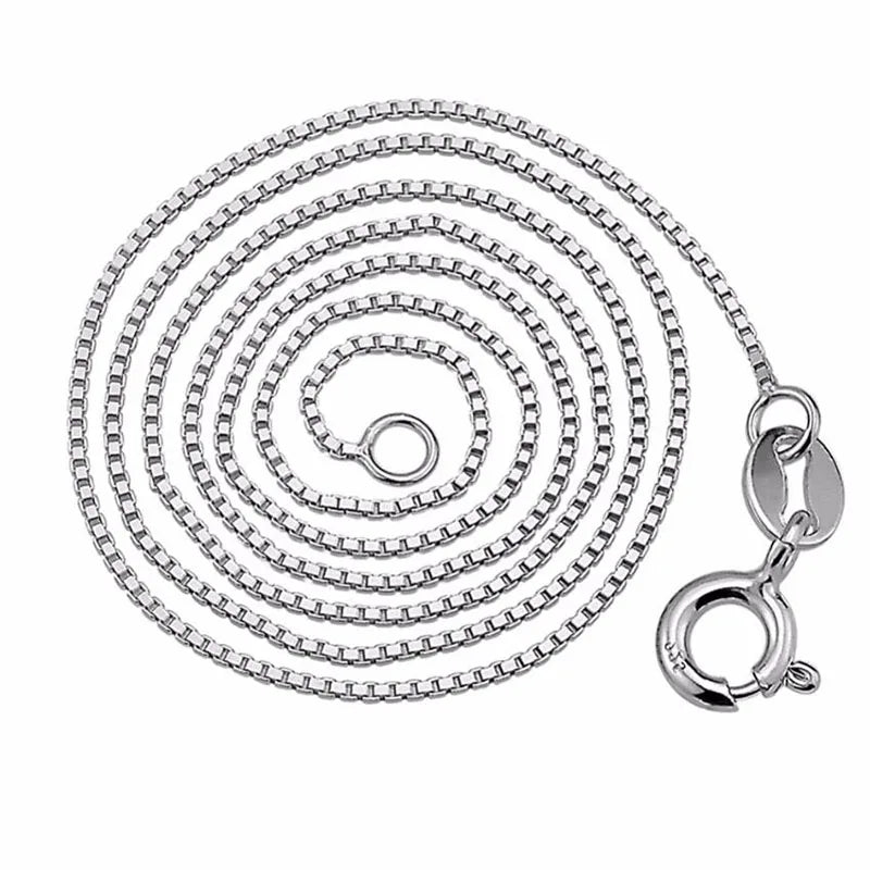 JustNeo Solid 925 Sterling Silver Box Chain Necklace Jewelry 0.6mm -1.5mm Diameter Chains Rhodium Plated Finish