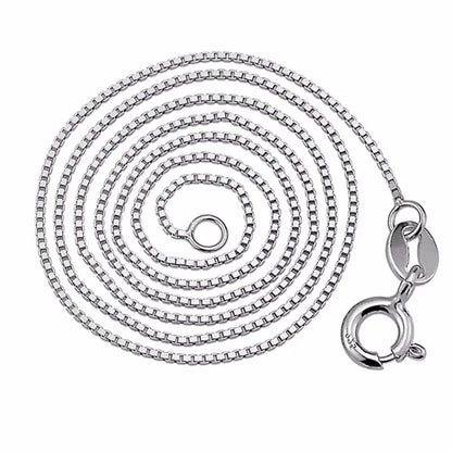 JustNeo Solid 925 Sterling Silver Box Chain Necklace Jewelry 0.6mm -1.5mm Diameter Chains Rhodium Plated Finish