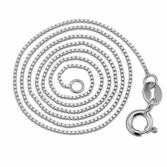 JustNeo Solid 925 Sterling Silver Box Chain Necklace Jewelry 0.6mm -1.5mm Diameter Chains Rhodium Plated Finish