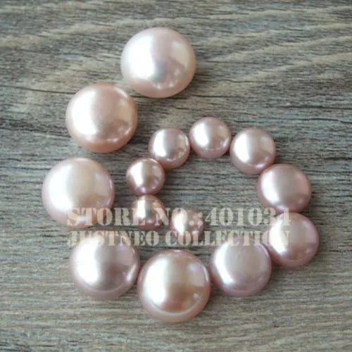 Freshwater Pearl Loose Beads, Genuine Cultured Button-shape Pearls Half Drilled Natural Lavender 5-9 MM