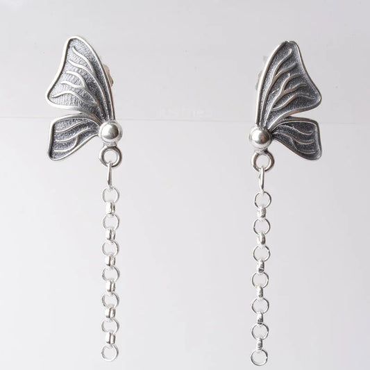 solid 925 sterling silver butterfly Stud Earring ear thread, Rollo/Rolo link chain earwire earrings, diy components accessories