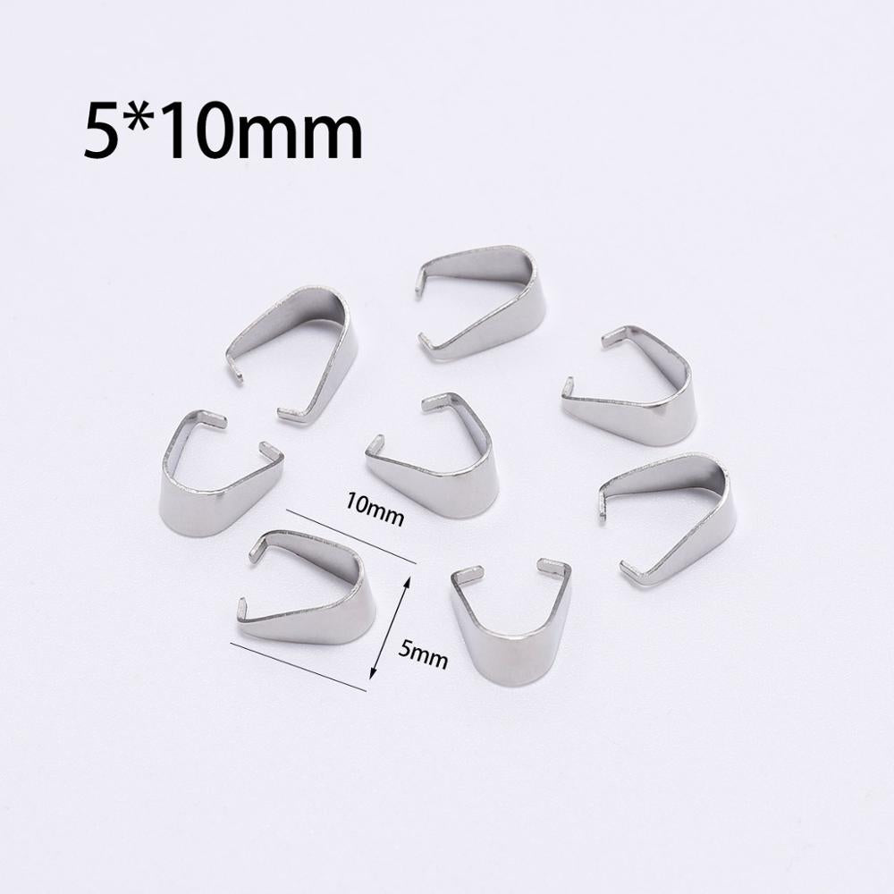 Stainless Steel Pendant Pinch Bail, 50-100pcs