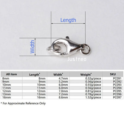 Solid 925 Sterling Silver Lobster Trigger Clasp with 2 Closed Jump Rrings for Necklace/bracelet  Rhodium plated ,1piece
