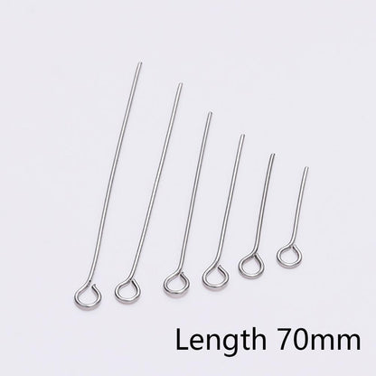 20-50mm Stainless Steel Eye Pins, 100pcs