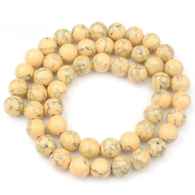 Gelbe Howlith-Rundperlen, 2–12 mm