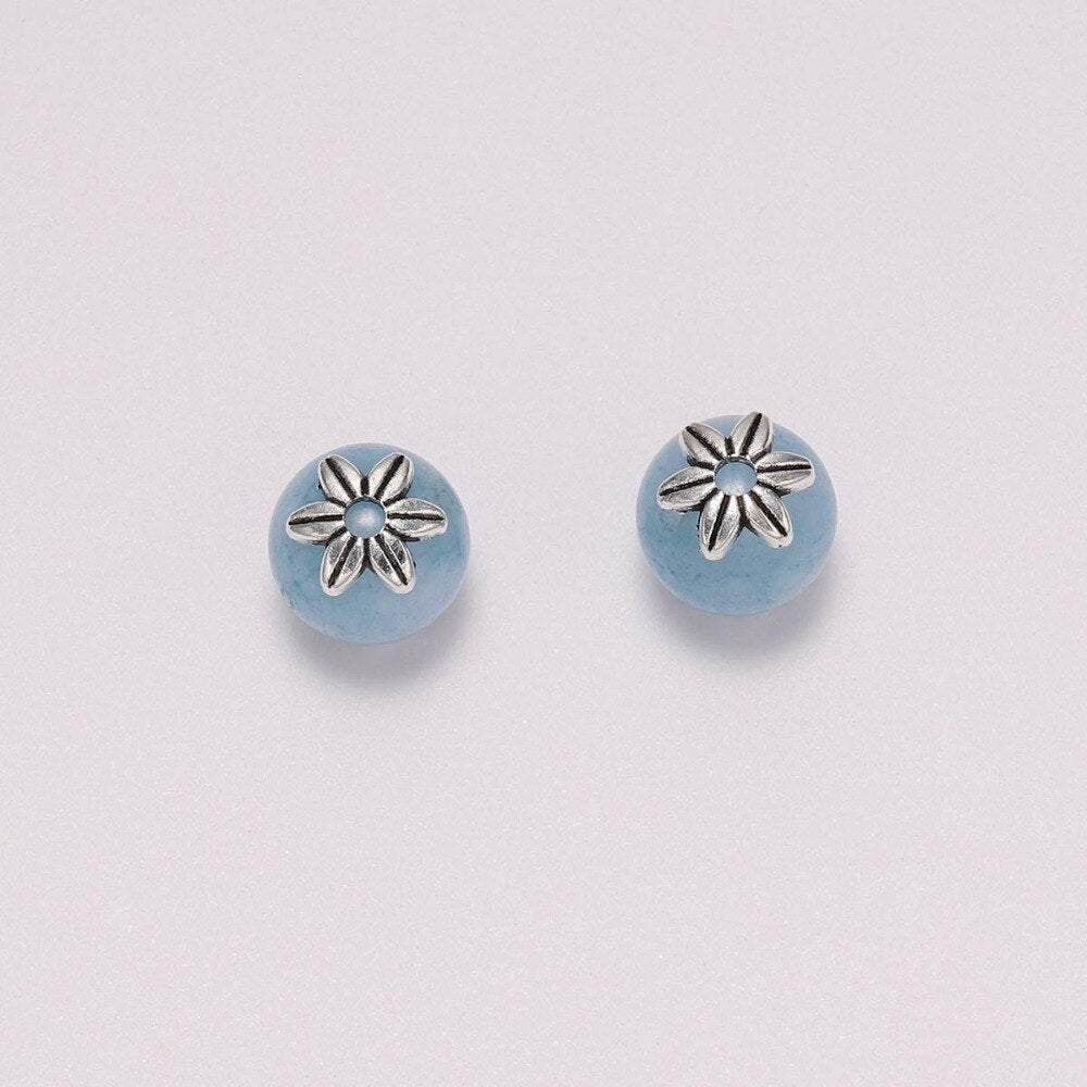 9mm Tibetan Hexagram Flower Bead Cap, 50pcs