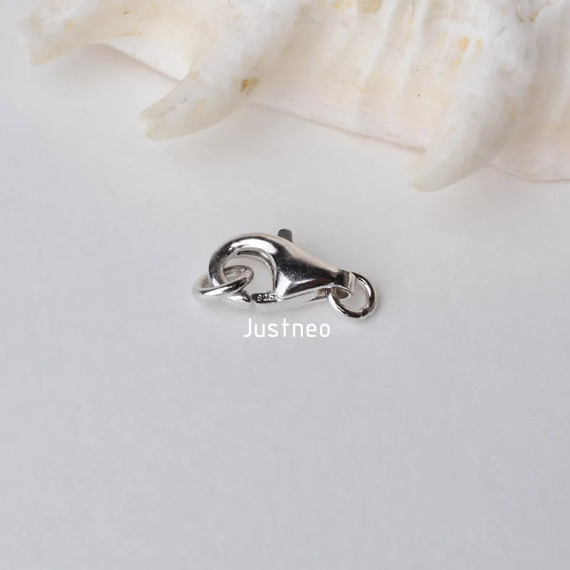 Solid 925 Sterling Silver Lobster Trigger Clasp with 2 Closed Jump Rrings for Necklace/bracelet  Rhodium plated ,1piece