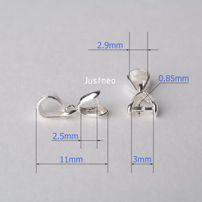 solid 925 sterling silver bail pendant clasp connector, pinch bail with ice-pick for necklace & pendant silver jewelry, S