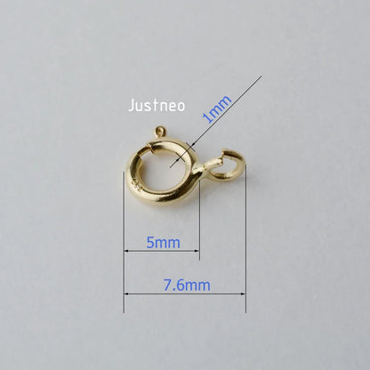 Solid 18k Karat Yellow Gold Spring Ring Clasp 5mm Au750 18ct Round Buckle for Necklace Jewelry Findings and Components