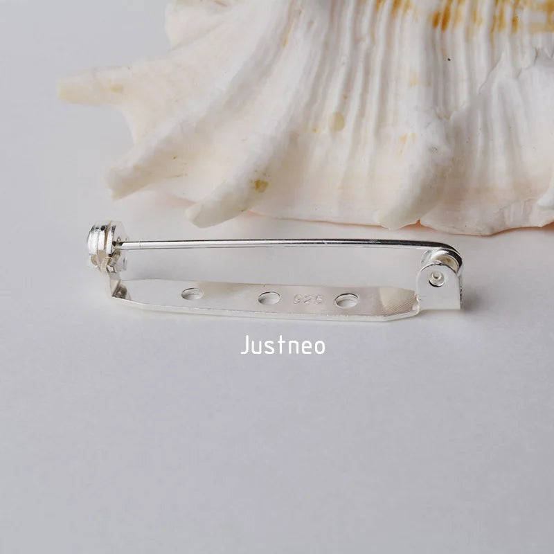 Solid 925 Sterling Silver Breastpin Safty-Closure Needle Lapel Stick, Handmade  DIY Blank Stick Pins Brooches Findings