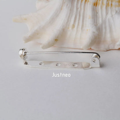 Solid 925 Sterling Silver Breastpin Safty-Closure Needle Lapel Stick, Handmade  DIY Blank Stick Pins Brooches Findings