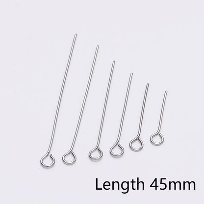 20-50mm Stainless Steel Eye Pins, 100pcs