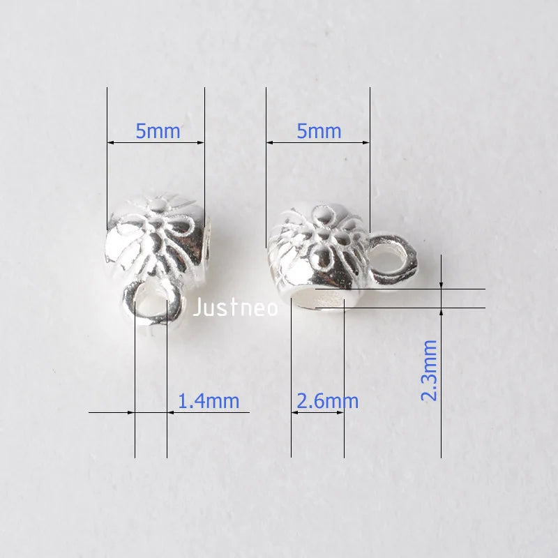 solid 925 sterling silver Tube Spacer Bead Connector with Closed Jump Ring, rondel spacer bead charms for necklace