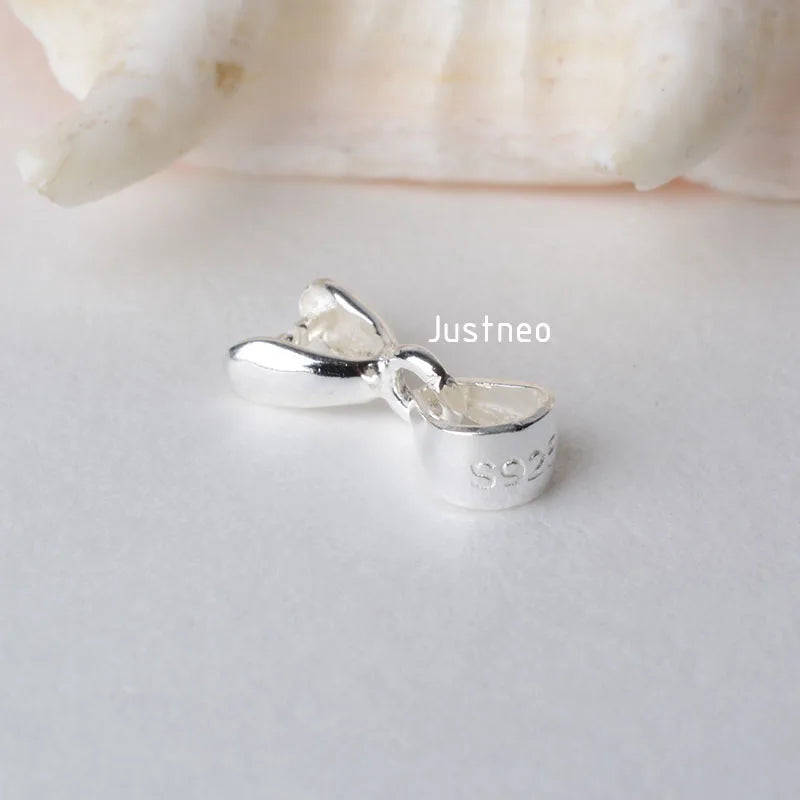 solid 925 sterling silver bail pendant clasp connector, pinch bail with ice-pick for necklace & pendant silver jewelry, S