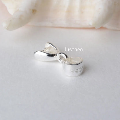 solid 925 sterling silver bail pendant clasp connector, pinch bail with ice-pick for necklace & pendant silver jewelry, S