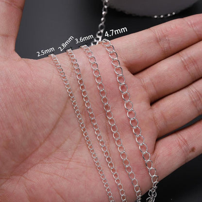 2.5 2.8 3.6 4.8 mm Long Open Link Ring Extended Extension Necklace Chains, 5m lot