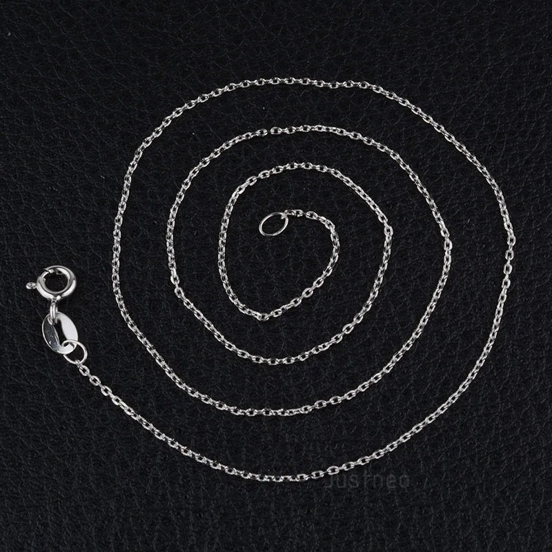 JustNeo solid 925 sterling silver oval cable chain necklace with rhodium plate, spring  claspfine jewelry, , 1 piece